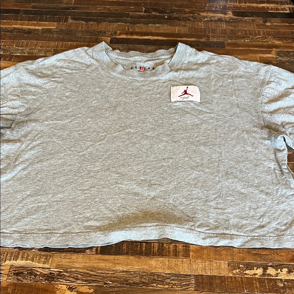 Jordan Gray Crop Top with Logo Patch